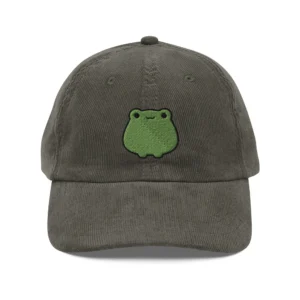 Cute Frog Corduroy Embroidered Cap